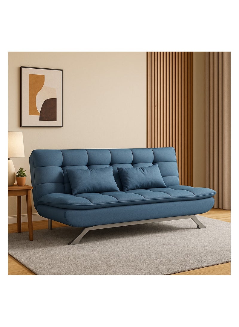 Harmony Home Premium Leather Sofa  Bed – Convertible Sleeper Couch with 2 Plush Cushions, Space-Saving Modern Design & Sturdy Metal Legs, Multi-Functional for Living Room & Guest Space - Blue - Image 1