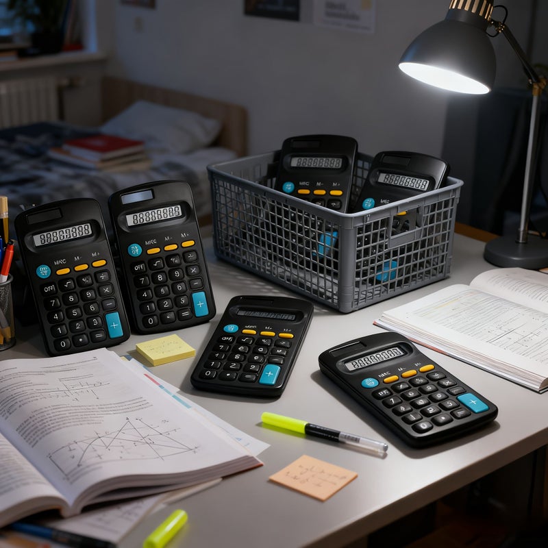 Premium Black Classic Portable Mini Calculator Set Dual Power Supply High Precision - Image 2