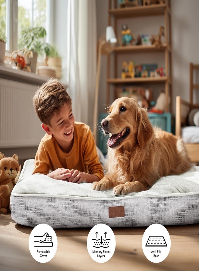 Deconovo Orthopedic Dog Bed for Medium & Large Dogs - Supportive Memory Foam with Washable Cover, Non-Slip Base - Comfort for Senior, Arthritic & Active Pets, White, 44" Lx32 Wx3 Th - Image 3