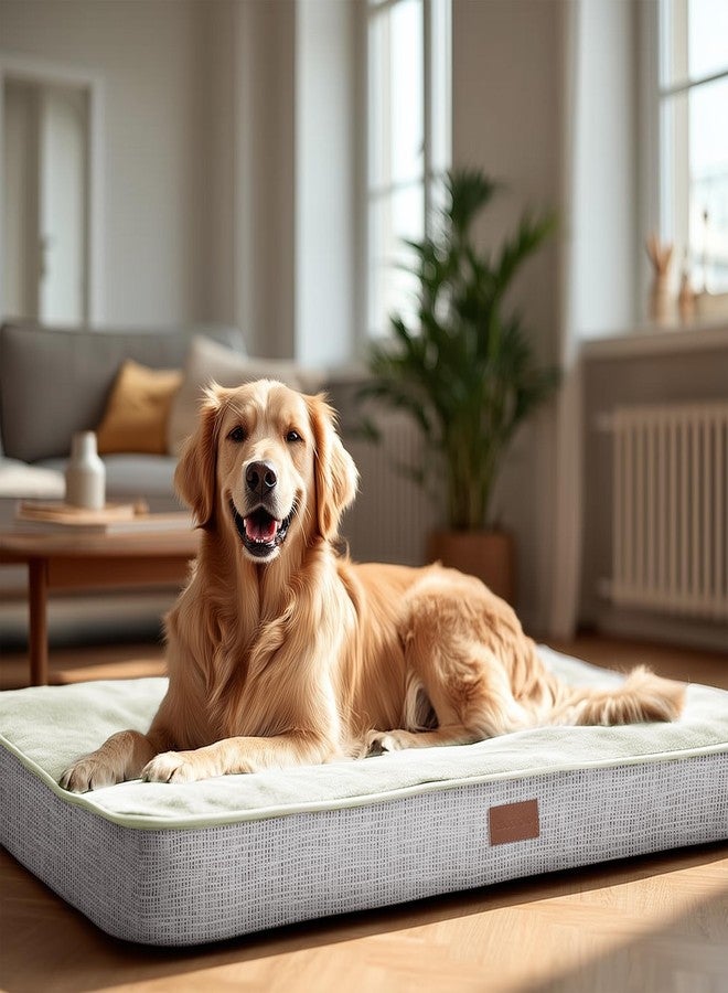 Deconovo Orthopedic Dog Bed for Medium & Large Dogs - Supportive Memory Foam with Washable Cover, Non-Slip Base - Comfort for Senior, Arthritic & Active Pets, White, 44" Lx32 Wx3 Th - Image 1