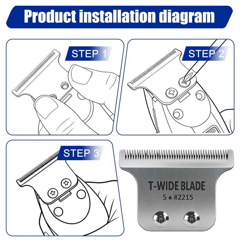 COSYONALL 2215 Replacement T Wide Blades Replacement for Wahl 5 Star Detailer Li Trimmer 8081/8171- Adjustable Zero-Gap Stainless Steel Blade,Silver Pack - Image 5