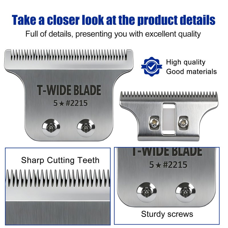 COSYONALL 2215 Replacement T Wide Blades Replacement for Wahl 5 Star Detailer Li Trimmer 8081/8171- Adjustable Zero-Gap Stainless Steel Blade,Silver Pack - Image 2