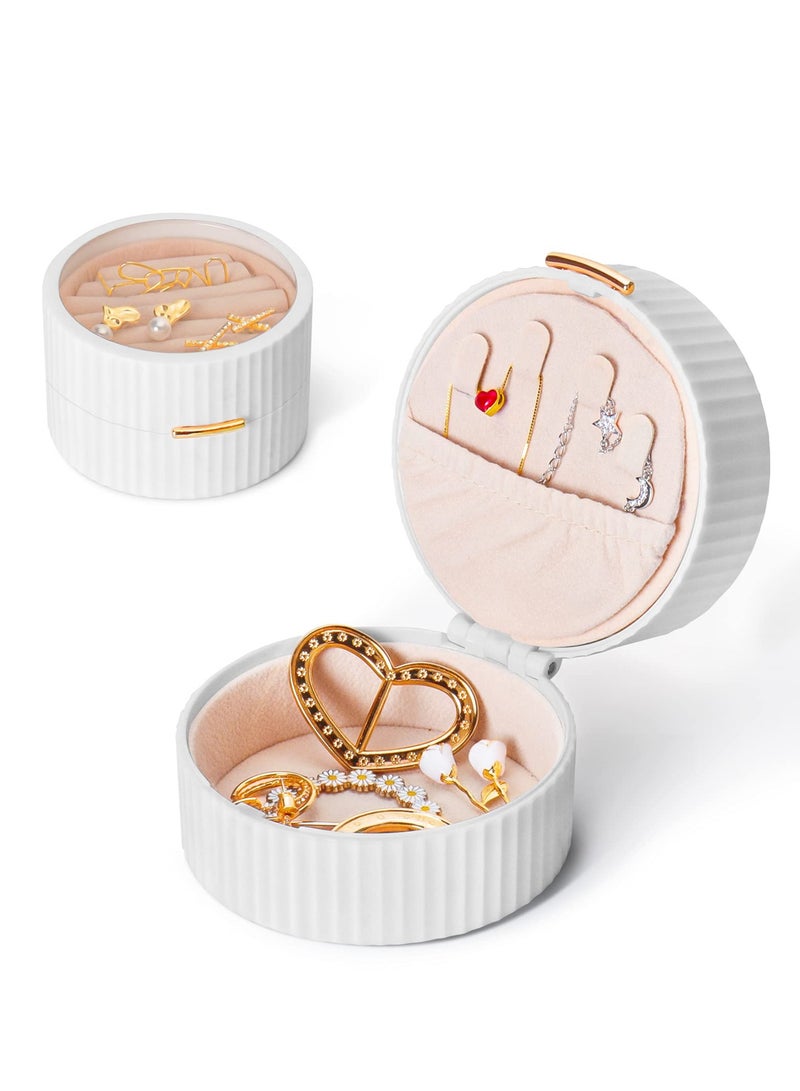 SOLARAE Jewelry Storage Box,portable Travel Jewelry Box Transparent Visible 2 Layers Display Box Ring, Earring, Necklace, Bracelet Organizer Jewelry Box (white) - Image 1
