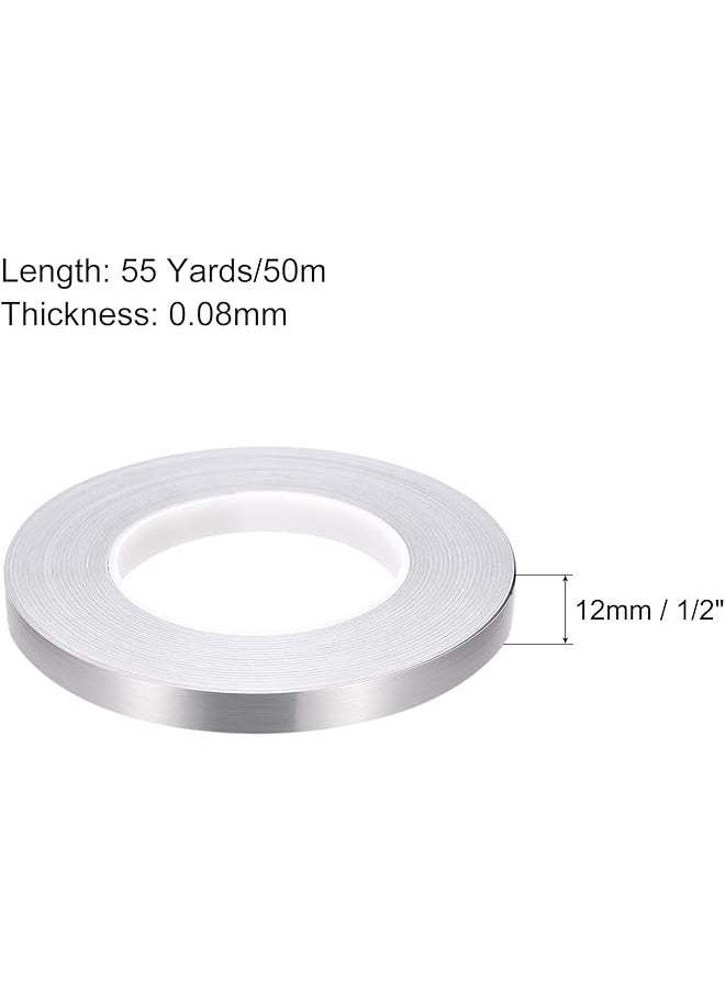 erorex - Foil Self Adhesive Tile Sticker Decoration Gap Sealing Tape Strip 1 2 Inch X 55 Yards For Wall Floor Ceiling Furniture Edge Diy Home Decor Decal Silver Tone - Image 1