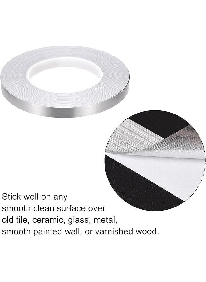 erorex - Foil Self Adhesive Tile Sticker Decoration Gap Sealing Tape Strip 1 2 Inch X 55 Yards For Wall Floor Ceiling Furniture Edge Diy Home Decor Decal Silver Tone - Image 1