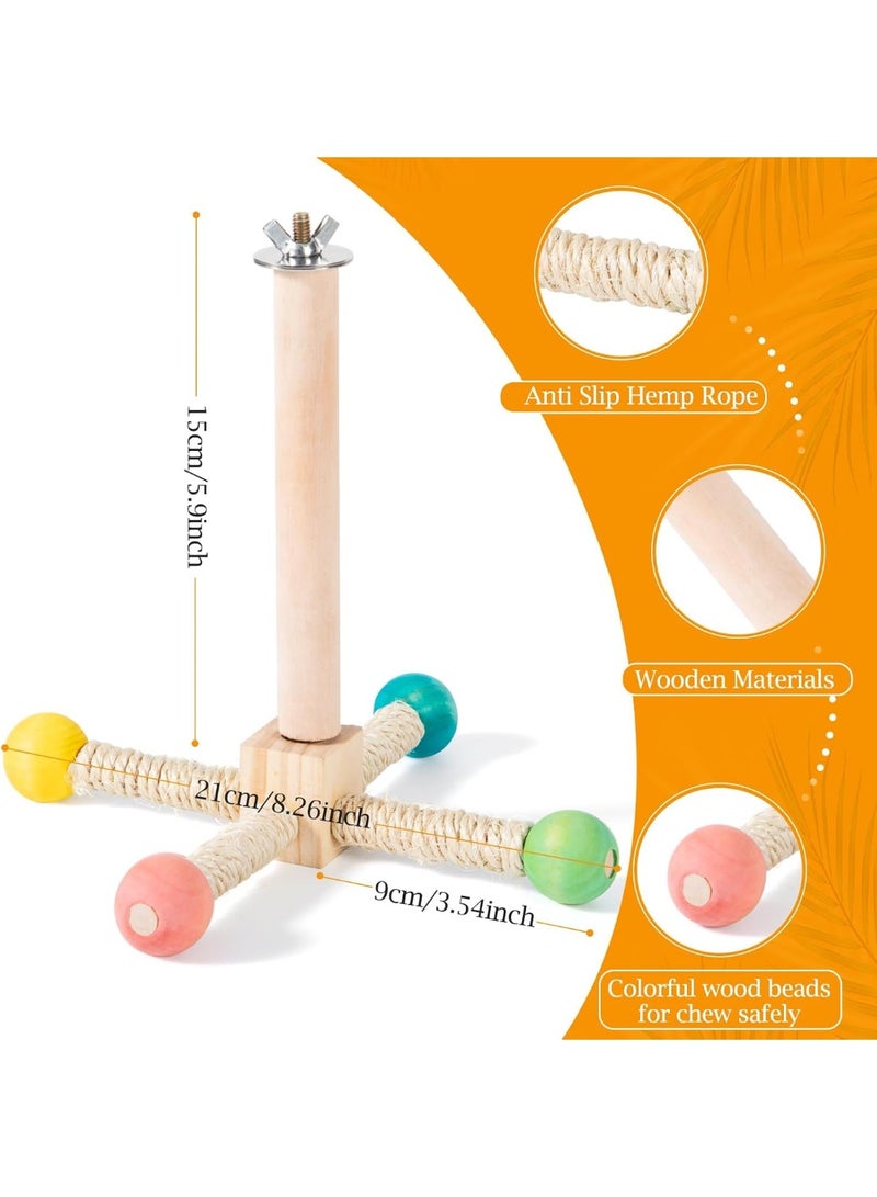 SUNSAR Rotating Bird Perches Toy, Wooden Parrot Swing Playing Gym Exercise Stand Cage Accessories Grinding Climbing Standing Perch for Cockatiels,Parakeet,Small Birds - Image 2
