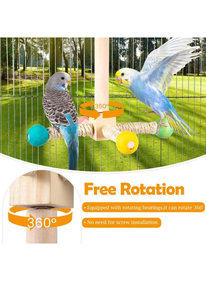 SUNSAR Rotating Bird Perches Toy, Wooden Parrot Swing Playing Gym Exercise Stand Cage Accessories Grinding Climbing Standing Perch for Cockatiels,Parakeet,Small Birds - Image 4