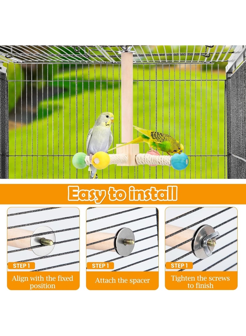 SUNSAR Rotating Bird Perches Toy, Wooden Parrot Swing Playing Gym Exercise Stand Cage Accessories Grinding Climbing Standing Perch for Cockatiels,Parakeet,Small Birds - Image 3