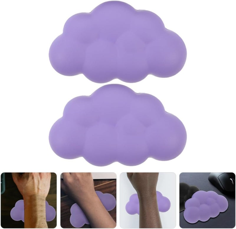 2pcs Keyboard Wrist Rest Set Purple Cloud-Shaped Wrist Support for Keyboard Non-Slip Fatigue-Relieving for Office Typing and Computer Use - Image 5