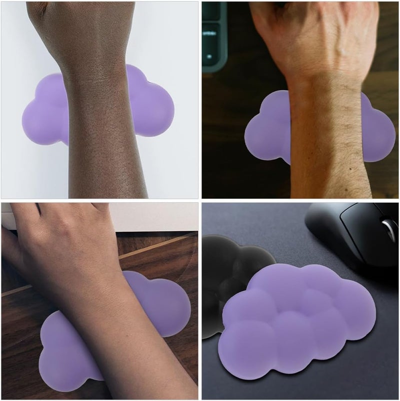 2pcs Keyboard Wrist Rest Set Purple Cloud-Shaped Wrist Support for Keyboard Non-Slip Fatigue-Relieving for Office Typing and Computer Use - Image 3
