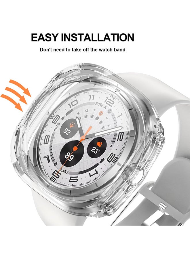 سجيت Samsung Galaxy Watch Ultra 2025 / Galaxy Watch 7 Ultra 2024 واقي شاشة مع غطاء حماية 47 مم، إطار صلب من مادة PC مع واقي شاشة زجاجي مقسى مضاد للضباب لإكسسوارات Galaxy Watch (Clear,47mm) - Image 3