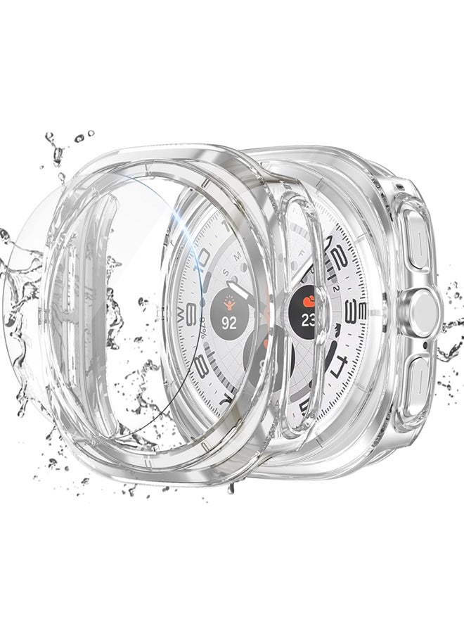 سجيت Samsung Galaxy Watch Ultra 2025 / Galaxy Watch 7 Ultra 2024 واقي شاشة مع غطاء حماية 47 مم، إطار صلب من مادة PC مع واقي شاشة زجاجي مقسى مضاد للضباب لإكسسوارات Galaxy Watch (Clear,47mm) - Image 1
