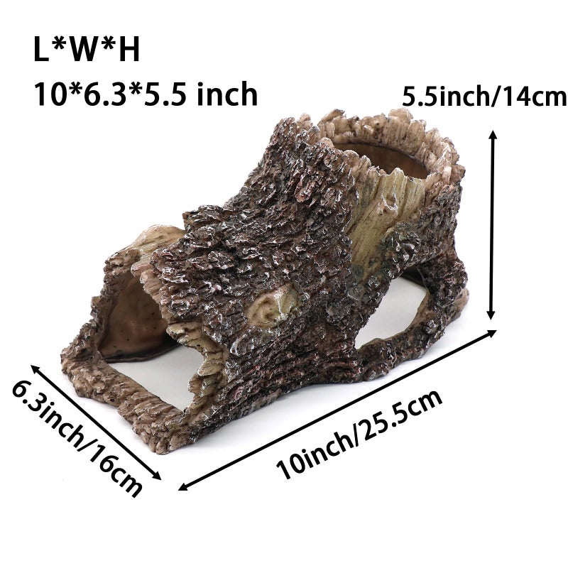 relaqcc Tree Trunk Cave Aquarium Decoration Reptile Cave Climb Hideout Hideaway, Betta Log Resin Wood House Fish Tank Decorations for Betta Fish, Shrimp, Lizards, Leopard Gecko - Image 4