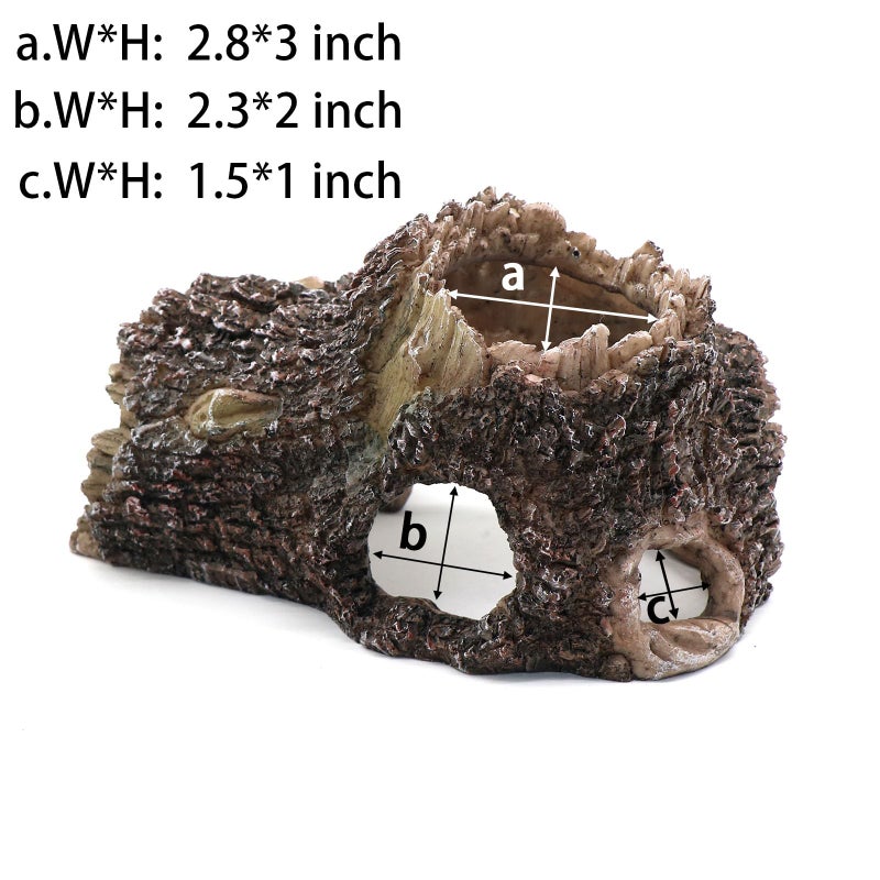relaqcc Tree Trunk Cave Aquarium Decoration Reptile Cave Climb Hideout Hideaway, Betta Log Resin Wood House Fish Tank Decorations for Betta Fish, Shrimp, Lizards, Leopard Gecko - Image 5