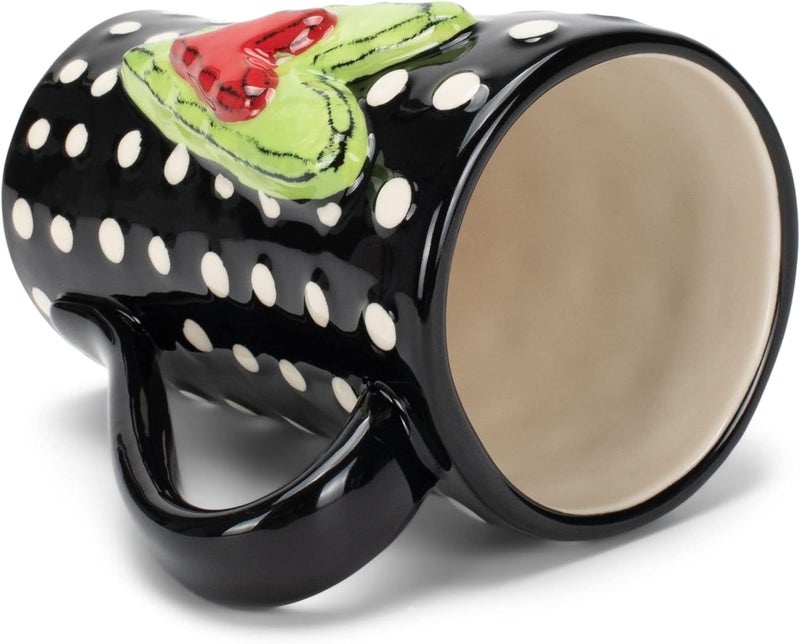 DEMDACO Tracy Pesche White Dots Heart Red Green Black 15 Ounce Glossy Stoneware Mug With Handle - Image 5
