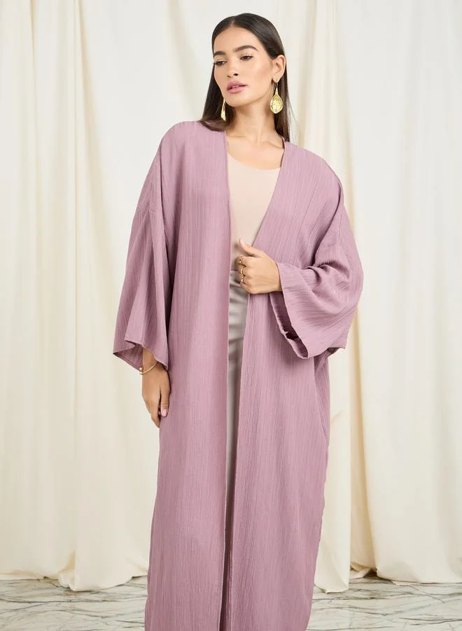Styli Oversized Textured Maxi Kimono