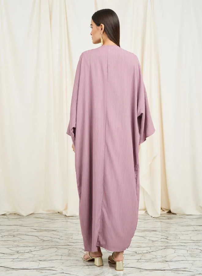 Styli Oversized Textured Maxi Kimono