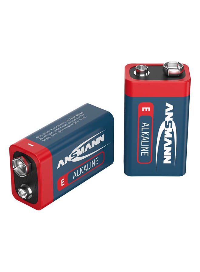 ANSMANN بطارية قلوية حمراء 9 فولت E-Block 6F22 بطارية قلوية طويلة العمر للاستخدام العام ساعة حائط عن بعد ضوء فلاش ألعاب منزلية مكتبية عمر تخزين 5 سنوات (2 انكماش) - Image 1