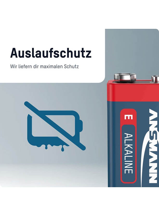 ANSMANN بطارية قلوية حمراء 9 فولت E-Block 6F22 بطارية قلوية طويلة العمر للاستخدام العام ساعة حائط عن بعد ضوء فلاش ألعاب منزلية مكتبية عمر تخزين 5 سنوات (2 انكماش) - Image 5