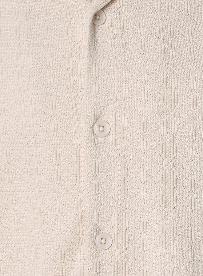 Iconic Iconic Men Regular Fit Camp Collar Textured Shirt