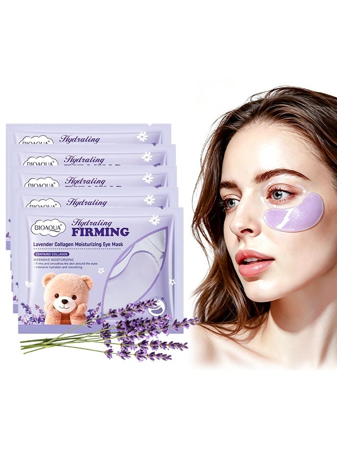 BIOAOUA Hydrating Firming, Lavender Collagen Moisturizing Eye Mask, Hydrogel Under Eye Patches, Moisturizing Nourishing Anti-Aging Eye Treatment Mask 7.5g*5 Pair