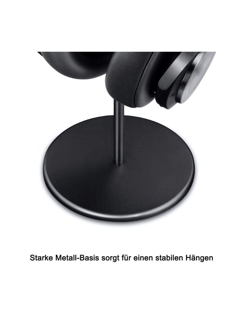 KASTWAVE رف سماعة الرأس، حامل سماعة من خشب الجوز والألمنيوم، حامل سماعة ألعاب من خشب الجوز الطبيعي مع قاعدة ثقيلة ثابتة لتخزين جميع أحجام السماعات على المكتب (أسود) - Image 5