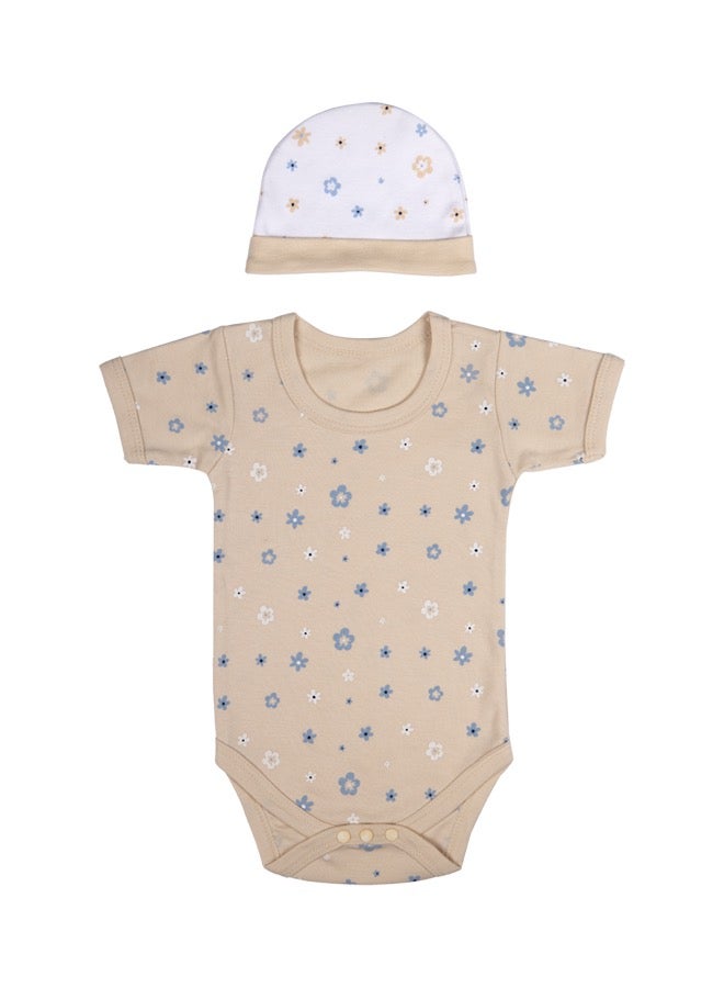 Babies Basic 5 Piece Unisex 100% Cotton Gift Set Include Bib, Romper, Mittens, Cap And Sleepsuit/Jumpsuit  - Image 2