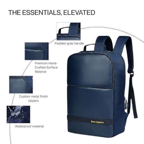 Impulse Classic Premium Business Backpack | Unisex Office Bag in Vegan Leather | 27L Water Resistant with 15.6" Laptop Sleeve, Anti-Theft Pocket & Padded Straps | Blue - Image 4