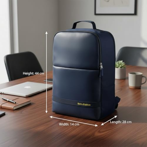Impulse Classic Premium Business Backpack | Unisex Office Bag in Vegan Leather | 27L Water Resistant with 15.6" Laptop Sleeve, Anti-Theft Pocket & Padded Straps | Blue - Image 2