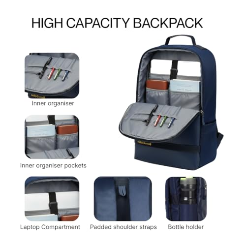 Impulse Classic Premium Business Backpack | Unisex Office Bag in Vegan Leather | 27L Water Resistant with 15.6" Laptop Sleeve, Anti-Theft Pocket & Padded Straps | Blue - Image 5