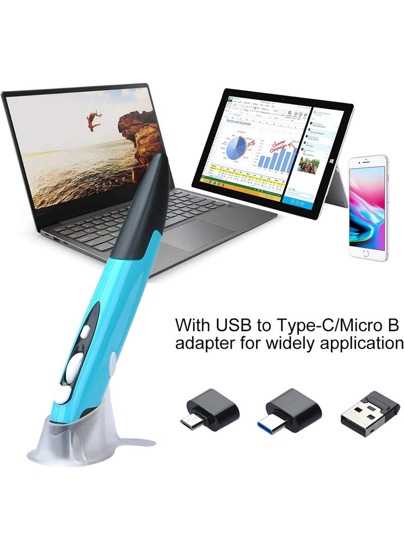 ليتشي ماوس ضوئي لاسلكي بقلم الجيب، 2.4 جيجا هرتز، ماوس هوائي بصري لاسلكي صغير للكمبيوتر واللاب توب والنوت بوك والكمبيوتر وماك (ازرق) - Image 4