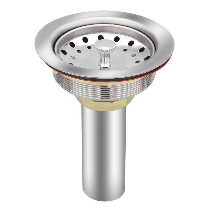Uni-Green UniGreen Kitchen Sink Drain Kit for Standard 312 inch Drain Fit 112 inch Pipe Stainless Steel Basket with Knob Rubber Stopper Bottom 35 Kitchen Sink Drain Strainer Replacement Kit - Image 2