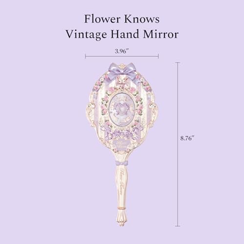 Flower Knows Bunny Garden Collection Hand MirrorVintage Portable Handheld MirrorFancy Pretty Princess Mirror with Long HandleGift for GirlsWisteria Purple - Image 3