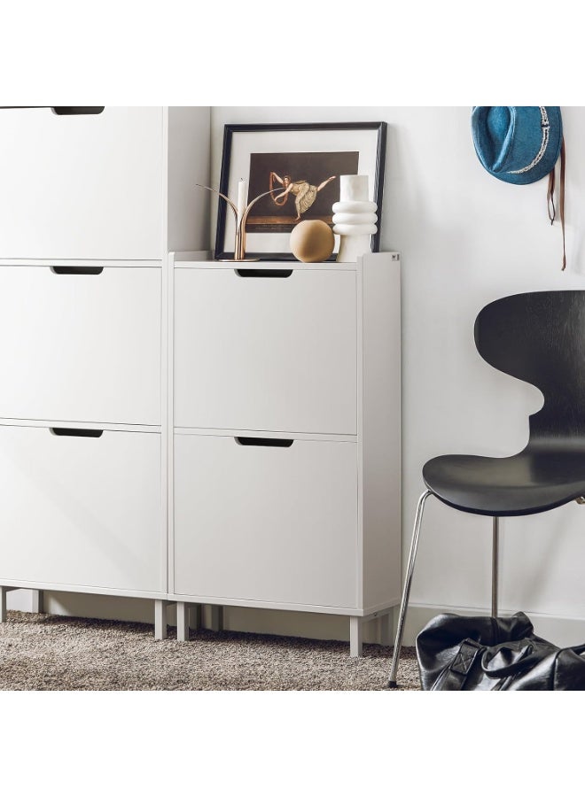 SoBuy FSR151-W Shoe Cabinet with 2 Flaps Shoe Cabinet Narrow Shoe Rack with 4 Shelves Shoe Chest of Drawers Shoe Rack White Width Approx. 50 x 91 x 19 cm - Image 4
