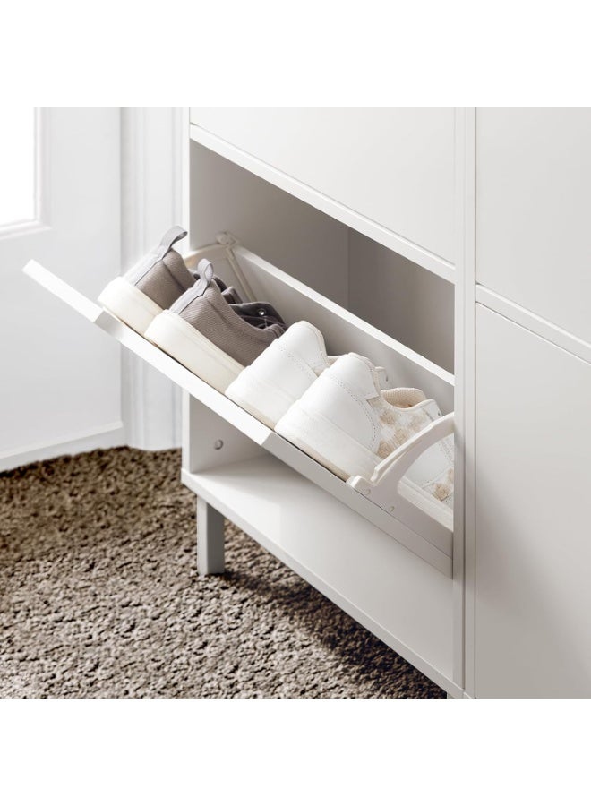 SoBuy FSR151-W Shoe Cabinet with 2 Flaps Shoe Cabinet Narrow Shoe Rack with 4 Shelves Shoe Chest of Drawers Shoe Rack White Width Approx. 50 x 91 x 19 cm - Image 5
