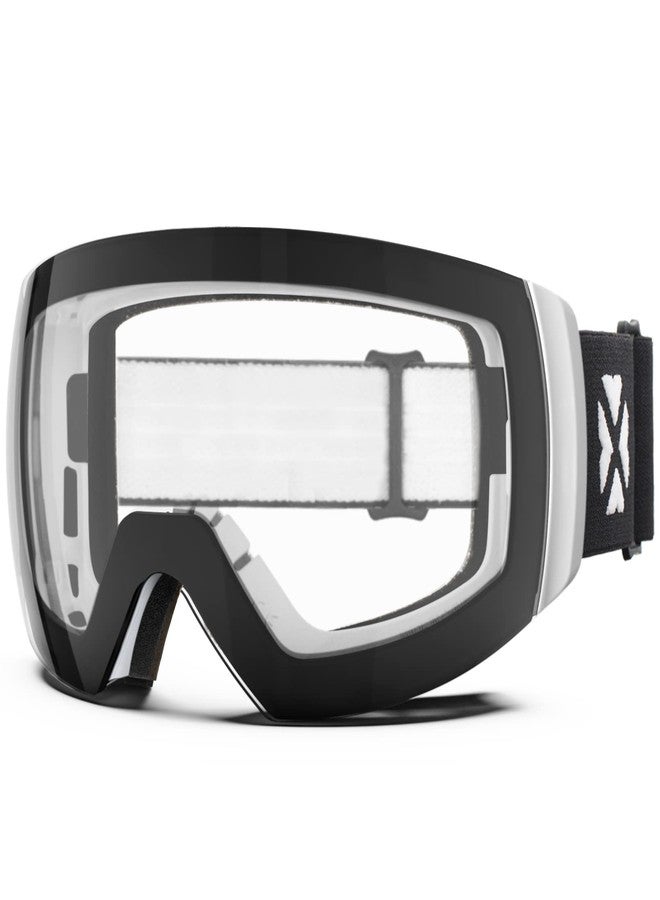 MAXJULI Ski Goggles Men Women,OTG Snow Goggles with Magnetic Interchangeable Anti-Fog HD Lens UV Protection (White Frame/Clear Lens) - Image 1