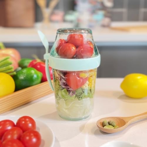 Felli On the Go Yogurt Parfait Snack Cups with Lid, Reusable Acrylic Travel Jars for Chia Pudding, Portion Control Breakfast & Lunch Containers, Small Fridge Food Storage (2, Green) - Image 2