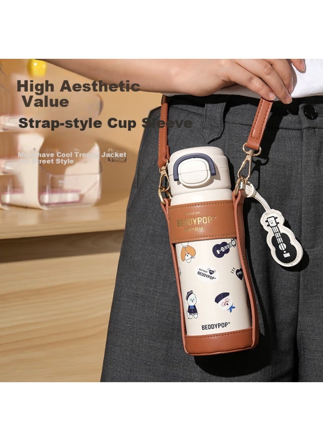 Beddybear Blooming Double Drink Insulated Bottle Women's Portable Cup Sleeve Straw Water Bottle Large Capacity Student Cup 550ml Ocean Dog - Image 2