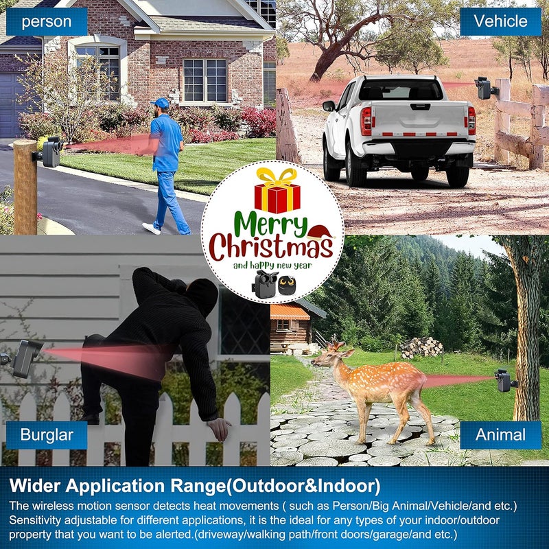 HTZSAFE Driveway Alarm- 1/2 Mile Long Range Wireless Driveway Alarm Weather Resistant Motion Sensor&Detector-DIY Security Alert System-Monitor&Protect Outdoor/Indoor Property - 1 Receiver and 1 Sensor - Image 3