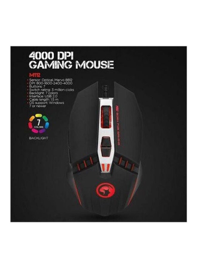 MARVO M112 USB Wired Gaming Programmable Mouse Multi DPI Speed and LED Lights - Image 1