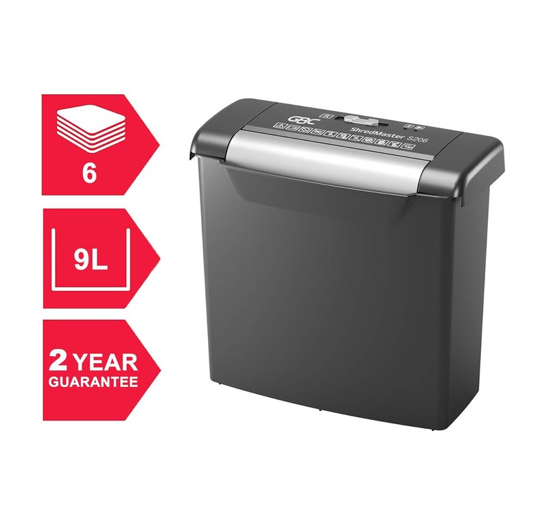 GBC شريد ماستر S206 ماكينة تمزيق ورق بقص مستقيم للاستخدام الشخصي/المكتبي بسعة 7 ورقات وسلة سعة 9 لتر للوثائق الداخلية؛ قطع شريطي 6 مم؛ ضمان لمدة سنتين - Image 4