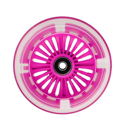 WHEELGOO 120mm 3-Wheeled Scooter Front LED Light Up Replacement Wheels, Kid Push Kick Scooter Flashing Wheel Set (Pair) (Pink) - Image 3