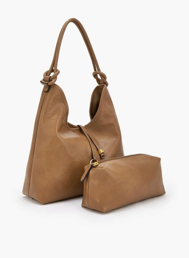 Celeste TAN Solid Hobo Bag With Pouch for Women | Best Price UAE
