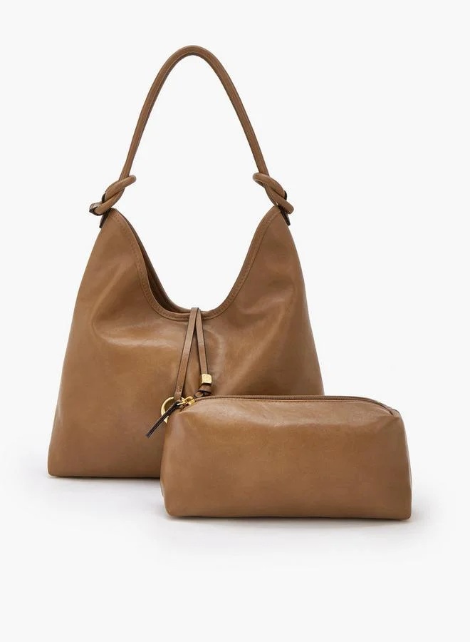 Celeste TAN Solid Hobo Bag With Pouch for Women | Best Price UAE