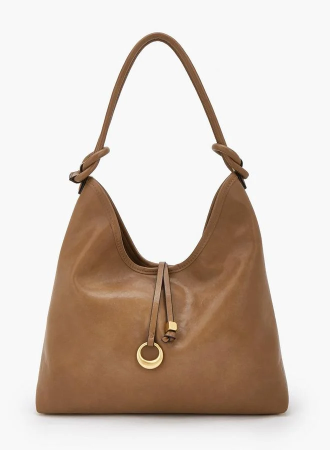 Solid Hobo Bag With Pouch