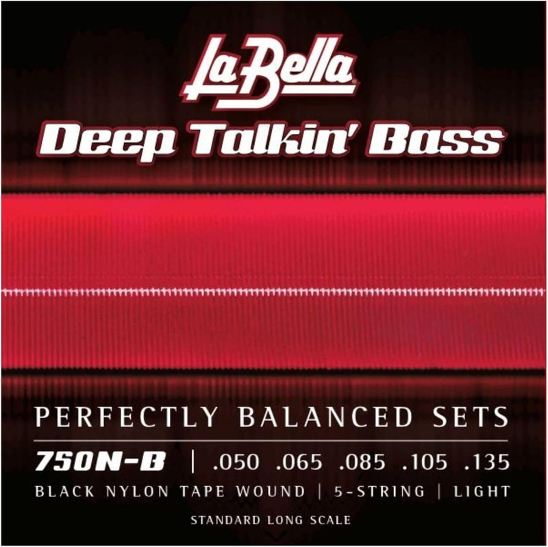La Bella 750N-B Deep Talkin Brass Black Nylon Tape Wound 5-String, Light Standard Long Scale 50-135 - Image 3