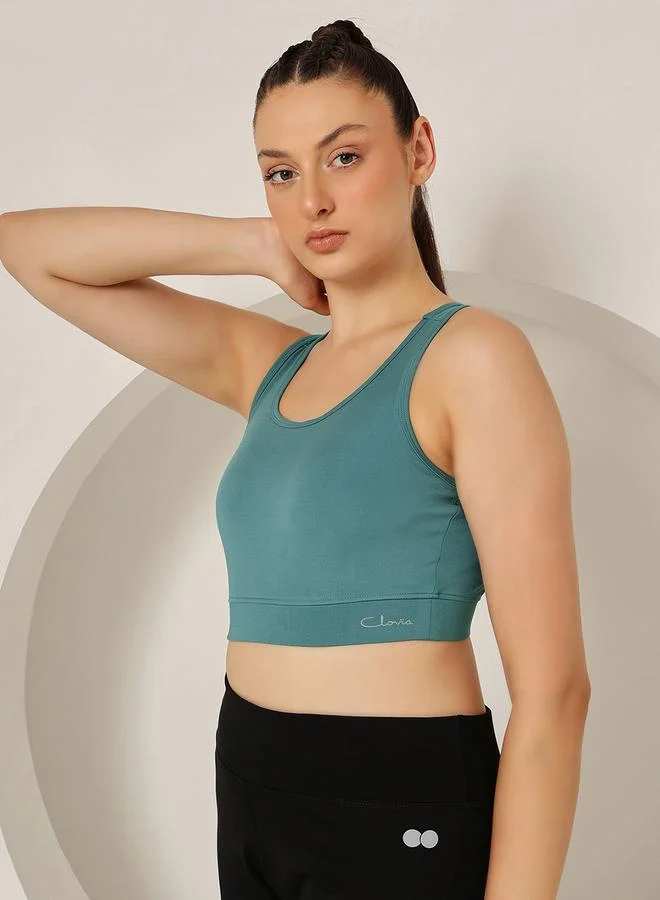 Clovia  Clovia Medium Impact Padded Sports Bra with Racerback for Women | Best Price UAE