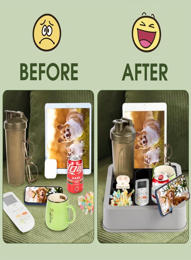 حامل أكواب للأريكة من FINTHECH، حامل أكواب للأريكة، حامل أكواب للأريكة مع حامل أكواب للهاتف أو الجهاز اللوحي أو المشروبات أو الوجبات الخفيفة (أسود). - Image 2