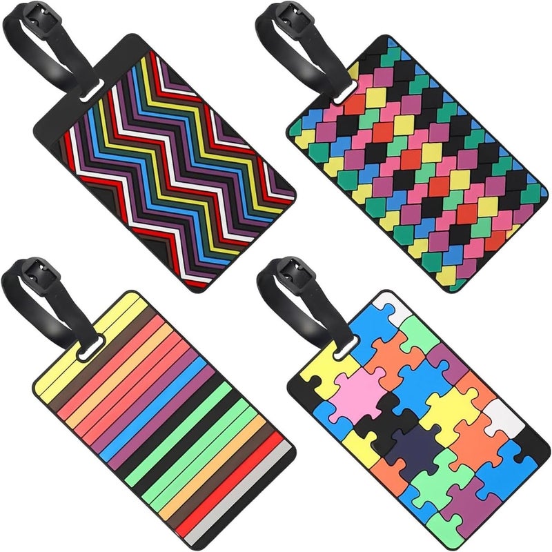 JCZD Travel Luggage Suitcase Labels ID Tags Business Card Holder, 4PCS Multicolor, Silicone, 10.5 x 6.5cm/4.13 x 2.56inch, For Luggage, Travel Bag, Suitcase - Image 1