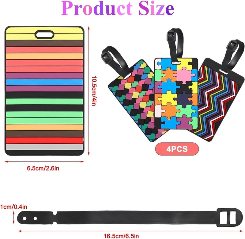 JCZD Travel Luggage Suitcase Labels ID Tags Business Card Holder, 4PCS Multicolor, Silicone, 10.5 x 6.5cm/4.13 x 2.56inch, For Luggage, Travel Bag, Suitcase - Image 2
